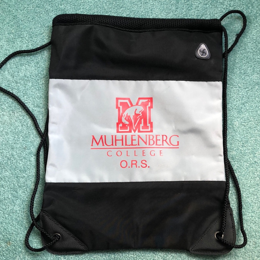 Muhlenberg college Black and Gray Drawstring Bag